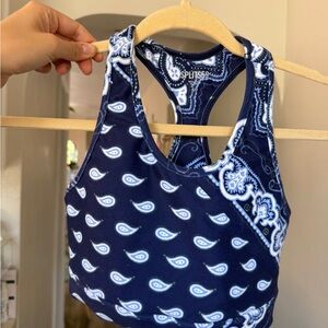 Splits59 Navy and White Paisley Sports Bra